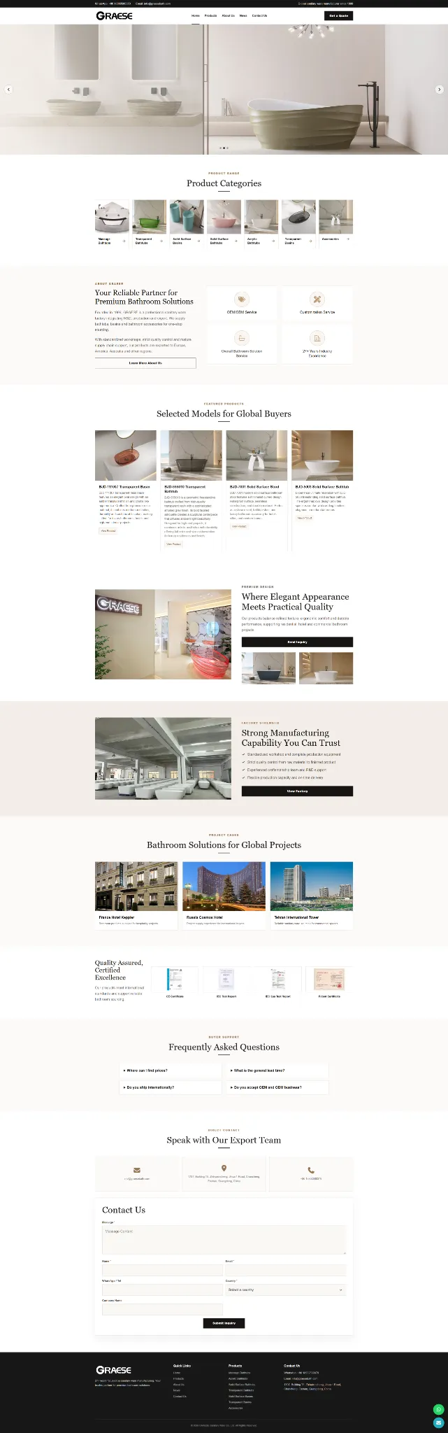 GRAESE bathroom manufacturing website project